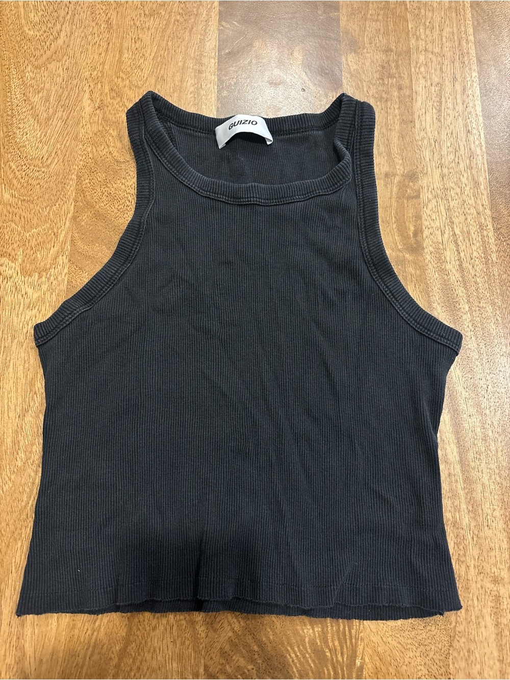 Guizo Black Ribbed Tank Top